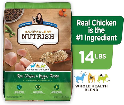 Rachael Ray Nutrish Premium Natural Dry Dog Food, Real Chicken & Veggies Recipe, 14 Pounds