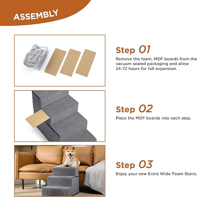 Lesure Dog Stairs for High Beds 2-Steps Dog