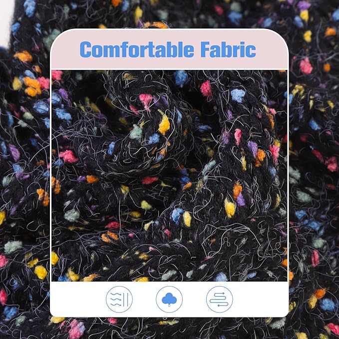 BEAUTYZOO Cable Knit Small Dog Sweater, Color Block with Fuzzy Thread Knitted Turtleneck Dog Knitwear with Dots in a Variety of Colors for Small Medium Dogs Fall Winter Dog Clothes, XS Black