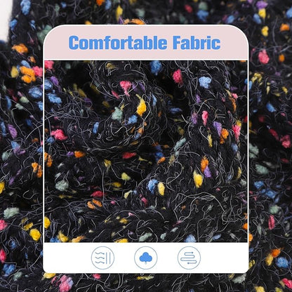 BEAUTYZOO Cable Knit Small Dog Sweater, Color Block with Fuzzy Thread Knitted Turtleneck Dog Knitwear with Dots in a Variety of Colors for Small Medium Dogs Fall Winter Dog Clothes, XS Black