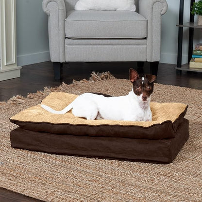 Furhaven Orthopedic Dog Bed for Medium/Small Dogs w/ Pillow Cushion Top & Removable Washable Cover 35 lbs