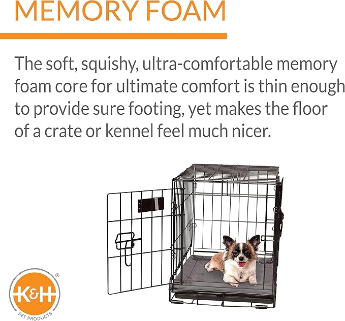 K&H Pet Products Memory Foam Crate Pad Gray 14 X 22 Inches