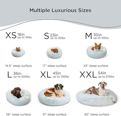 Best Friends by Sheri The Original Calming Donut Cat and Dog Bed in Shag Fur Frost 18"