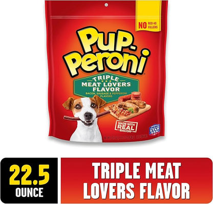 Pup-Peroni Dog Treats, Triple Meat Lovers Flavor, 22.5 Ounce, Bacon, Sausage and Pepperoni