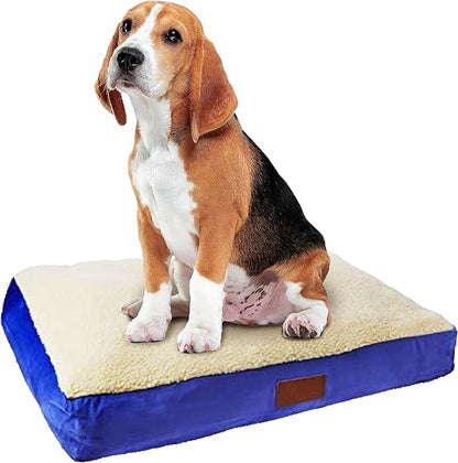 XL Dog Bed - Blue Faux Suede/Sheepskin