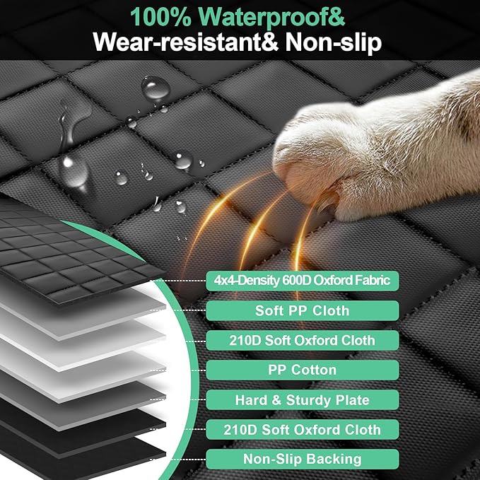 Dog Car Seat Cover for Back Seat(Large Space Holds 400lbs) 100% Waterproof