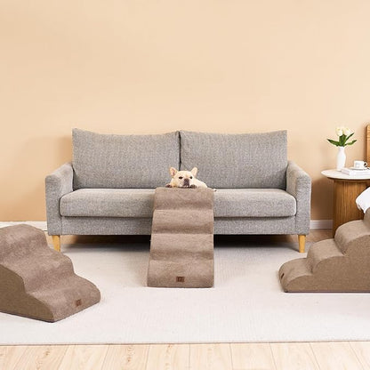 EHEYCIGA Curved Dog Stairs for High Beds 19.7" H 4-Step Dog