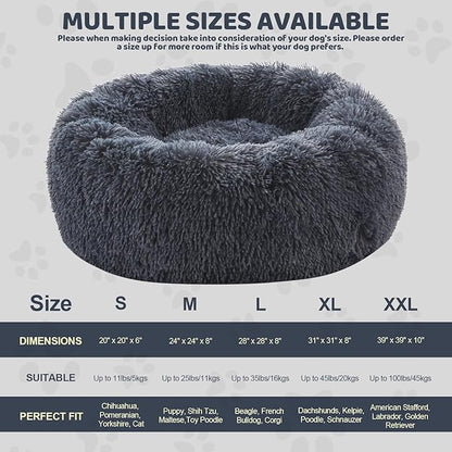 Calming Dog Bed for Medium Large Dogs 31", Dark