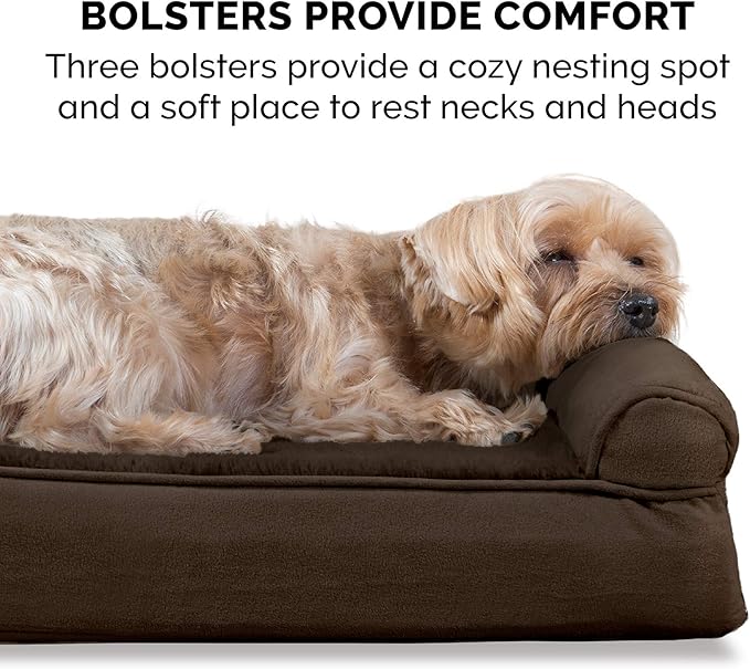 Furhaven Orthopedic Dog Bed for Medium/Small Dogs w/ Removable Bolsters & Washable Cover 35 lbs