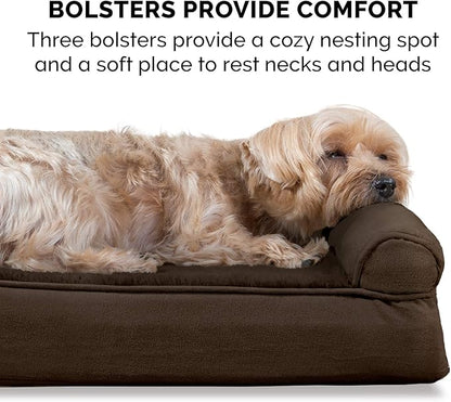 Furhaven Memory Foam Dog Bed for Large Dogs w/ Removable Bolsters & Washable Cover 95 lbs