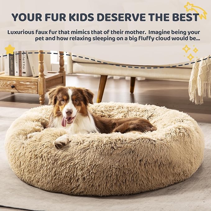 Calming Dog Bed for Small Medium Dogs 24", Shag