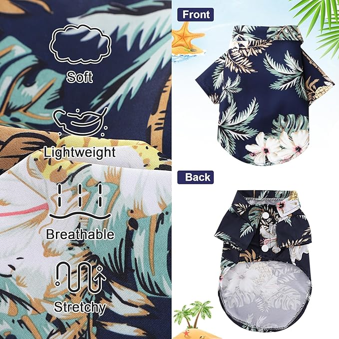Dog Hawaiian Shirt Hawaii Style Summer Dog Clothes Boy Girl Breathable Cool Costume Beach Seaside Sweatshirt for Small Puppy Polo T-Shirt Pet Outfit