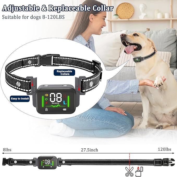 Dog Training Collar with Remote Dog Shock Collar with Automatic No Barking Mode IPX7 Waterproof 2600FT (Gray)