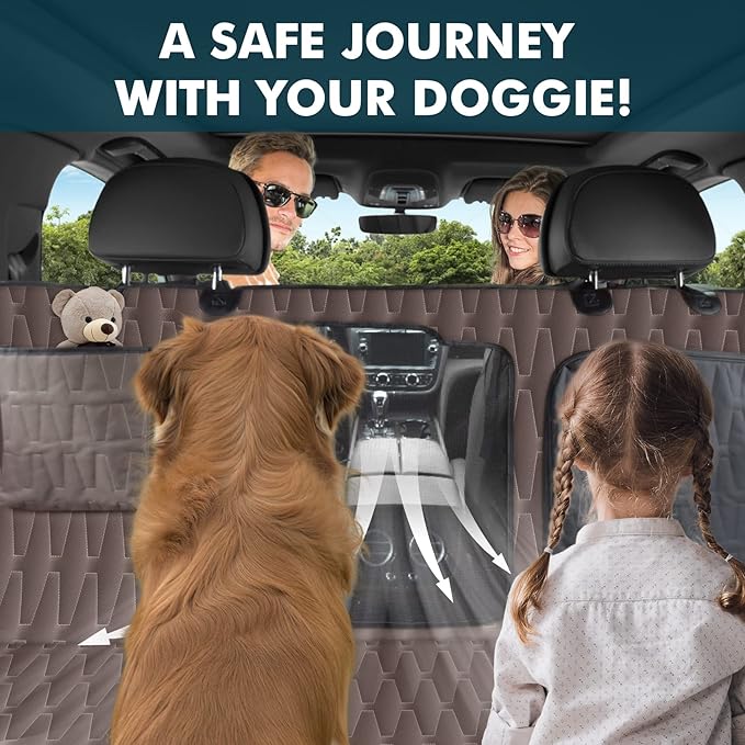 Upgrade Dog Car Seat Cover for Back Seat 5-in-1 Waterproof 600D Scratchproof 55"x64"