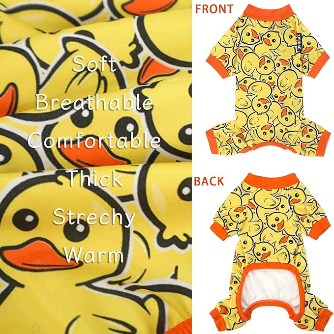 XPUDAC 4 Pack Dog Pajamas Soft Strechy Duck Apparel-3X-Large