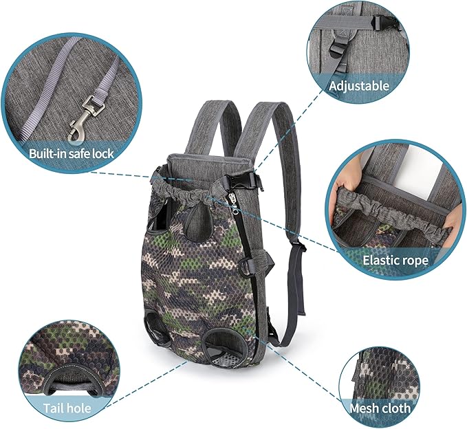 Mile High Life | Hiking Outdoor Pet Carrier Backpack | Legs Out Puppy Cat Carrier | Camouflage Dog Carrier for Small Dogs | Dog Backpack w Breathable Mesh (Olive Green)