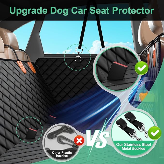 Dog Car Seat Cover for Back Seat(Large Space Holds 400lbs) 100% Waterproof
