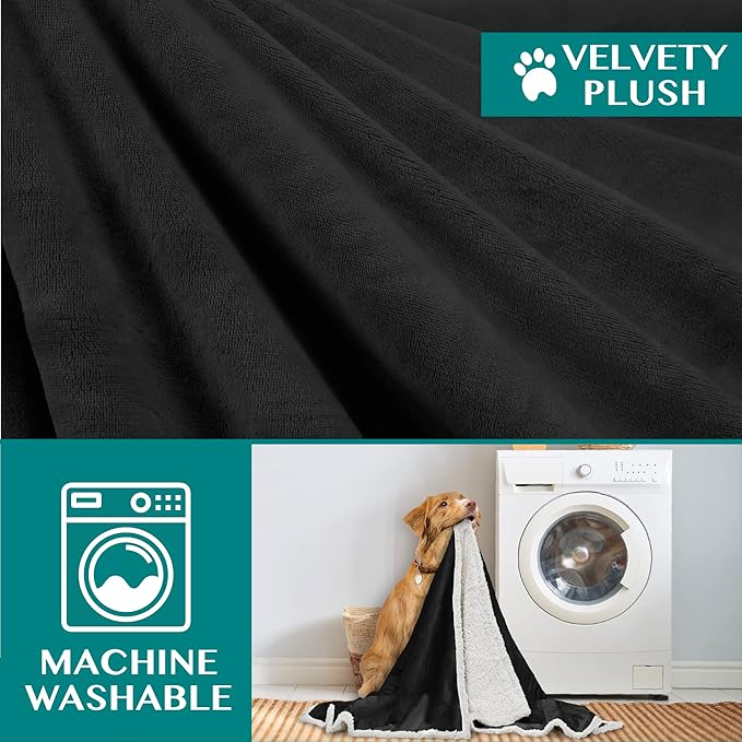 PetAmi Dog Blanket for Medium Large Dogs 40x60 Black