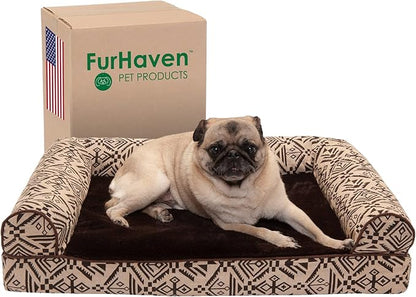 Furhaven Orthopedic Dog Bed for Medium/Small Dogs w/ Removable Bolsters & Washable Cover 35 lbs