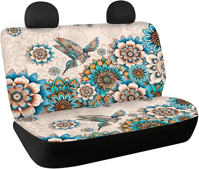 AFPANQZ Boho Floral Pattern Car Rear Seat Cover