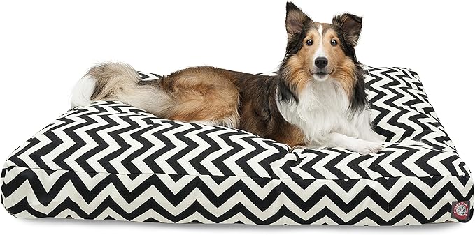 Black Chevron Large Rectangle Indoor Outdoor Pet Dog Bed With Removable Washable Cover By Majestic Pet Products