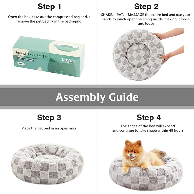 Love's cabin Round Donut Cat and Dog Cushion Bed 20in Pet