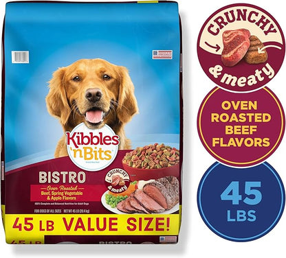 Kibbles 'n Bits Bistro Oven Roasted Beef, Spring Vegetable & Apple Flavors Dry Dog Food, 45 lb. Bag