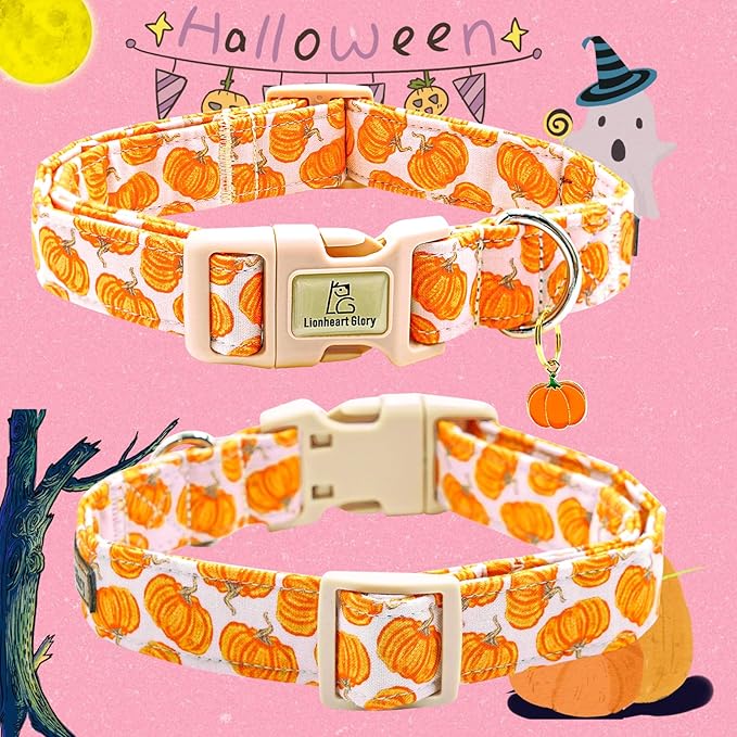 Lionheart glory Halloween Dog Collars Pumpkin Pink Dog