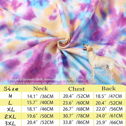 Dog Tie dye Sleeveless T Shirt Purple Yellow Printed Dogs Vest Shirt Pajamas Breathable Stretchy Summer Clothes for Large Dog Boys Girls（Large,Purple）