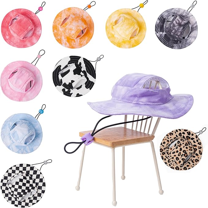 Pet hat with Ear Holes Sunscreen Baseball Cap Suitable for Small and Medium-Sized Dogs Outdoor Climbing hat in Summer Pet Products (Brown