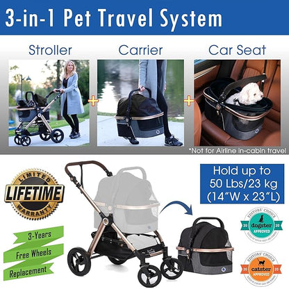 HPZ Pet Rover Prime 3-in-1 Luxury Dog/Cat Stroller