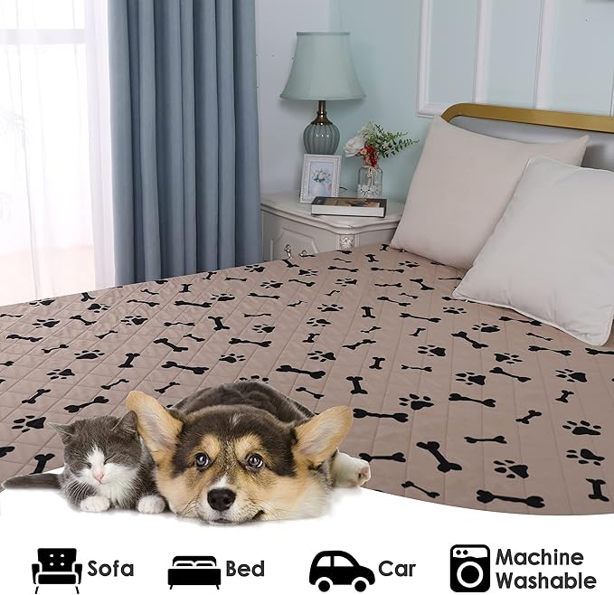 Waterproof Dog Bed Cover - nanbowang Pet Blanket Sofa Couch Furniture Protector for Kids Children Dog Cat, Reversible (30x70 Inch Pack of 1, Beige)