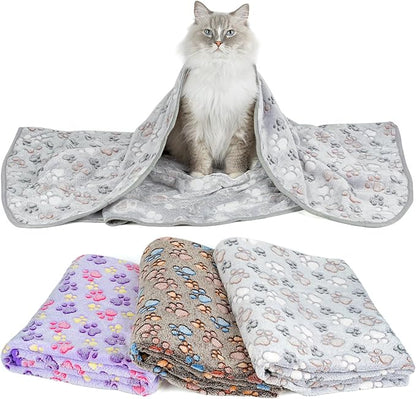 PJYuCien Blankets 1 Pack 3 - Fluffy Premium Fleece Flannel Throw Dog Blanket, Soft Warm Cute Print Cat Blanket, 23"x16" Pet Blankets for Small Dog Cat Puppy