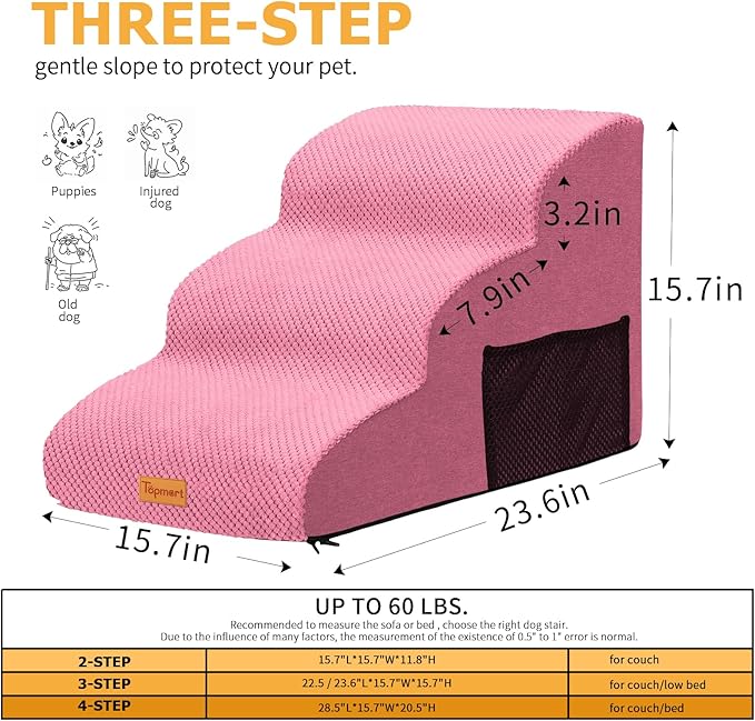 Topmart 3 Tiers Foam Dog Ramps/Steps