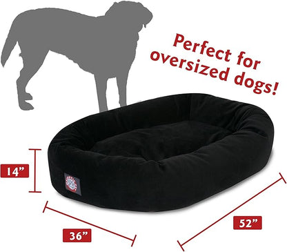 Majestic Pet 52 Inch Suede Calming Dog Bed Washable – Cozy Soft Round Dog Bed with Spine Support for Dogs to Rest their Head 52x35x11 (Inch)