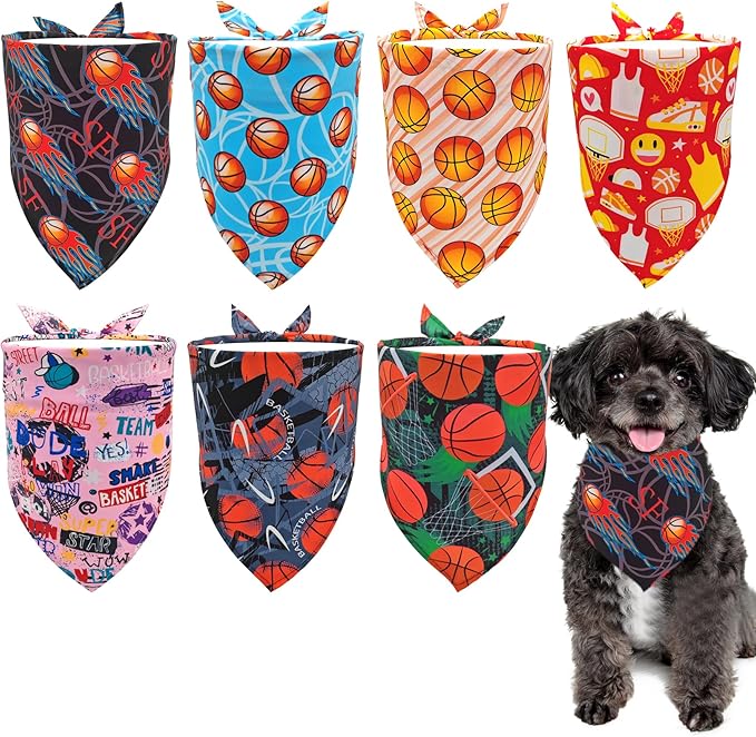 Basketball Dog Bandanas for Small Dogs Breed Cats 18 Inch 7PCS