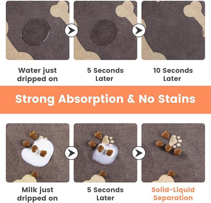 Pet Feeding Mat-Absorbent Pet Placemat for Food and Water Bowl (16"x24", Brown)