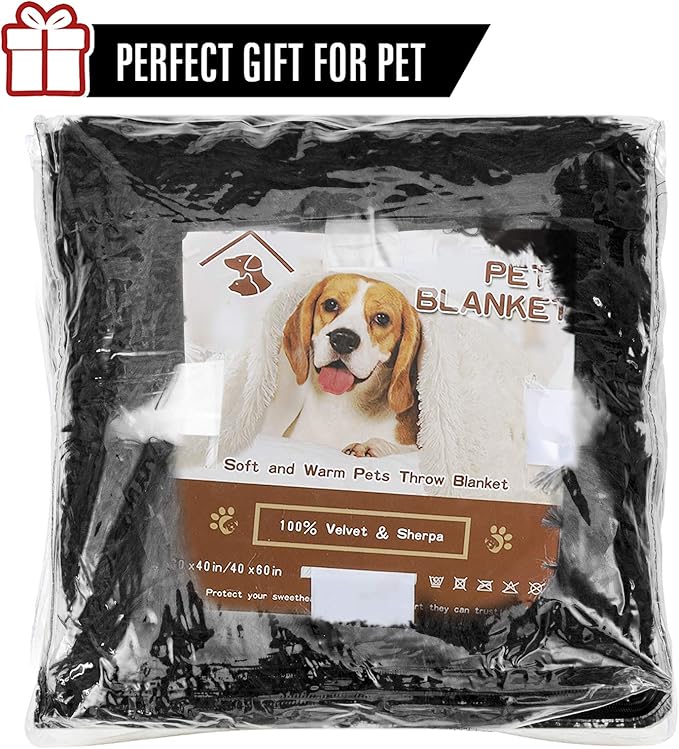 LOCHAS Luxury Fluffy Dog Blanket 20''x30'' Black