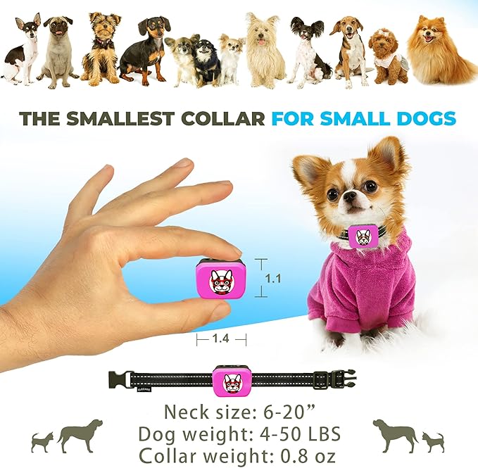 Small Dog Bark Collar Rechargeable 5-15lbs -