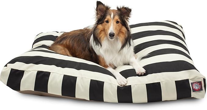 Majestic Pet Rectangle Large Dog Bed Washable – Non Slip Comfy Pet Bed – Dog Crate Bed with Removable Washable Cover – Dog Kennel Bed for Sleeping 44x36x5 Inch