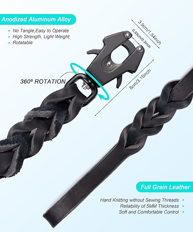 GEIT 4/5/6FT Leather Dog Leash