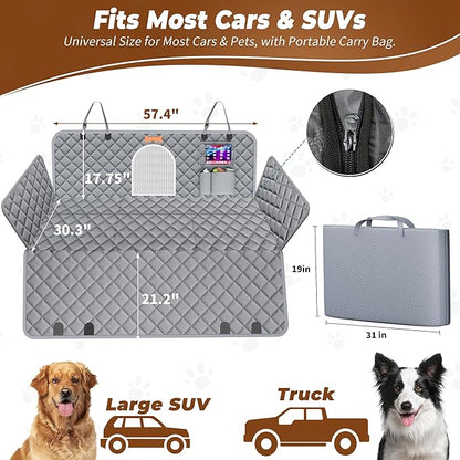 Dog Car Seat Cover for Back Seat Hard Bottom 100% Waterproof,
