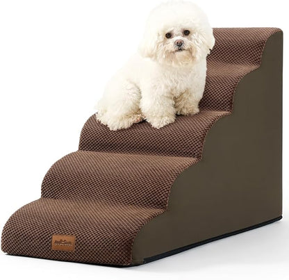 Dog Stairs for High Bed 23" H 15.7x33x22.6in, Brown, 5 Tiers
