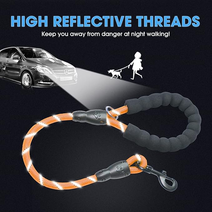 BAAPET 2/4/5/6 FT Dog Leash with Comfortable Padded Handle and Highly Reflective Threads for Small Medium and Large Dogs (2FT-1/2''