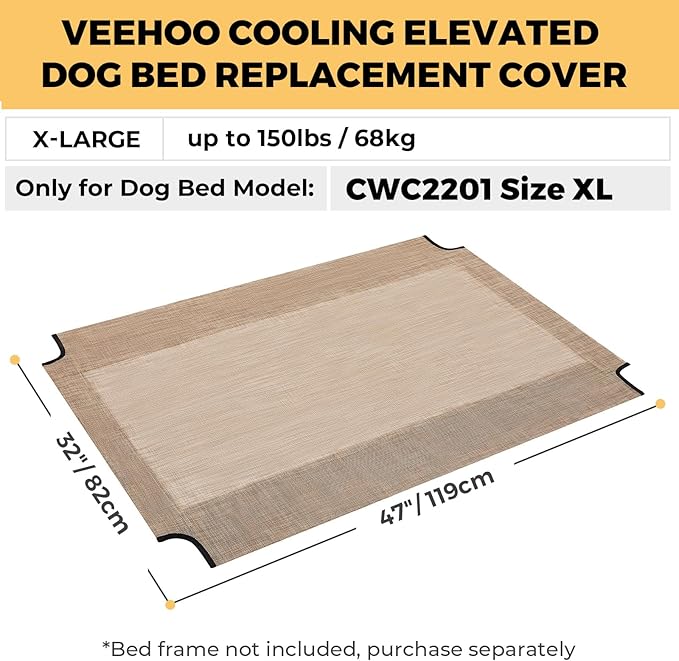 Veehoo Dog Bed Replacement Cover for CWC2201, Size XL, Beige Coffee