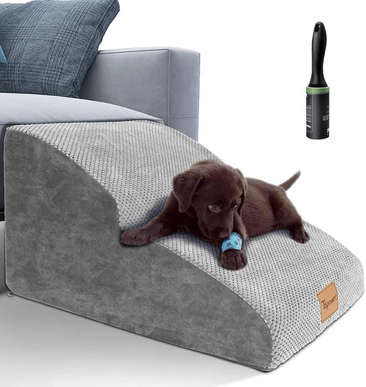 Topmart High Density Extended Foam Dog Ramp&Steps 2 Tiers 11.8" High,Non-Slip