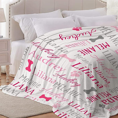 Personalized Dog Blankets Dog Paw Print Blanket Puppy Blanket 60"x50"