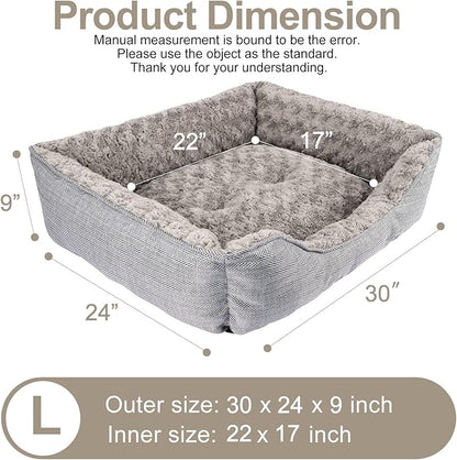 FURTIME Dog Bed for Large Medium Small Dogs Soft Washable Pet Bed Orthopedic Dog Sofa Bed Breathable Rectangle Sleeping Bed Anti-Slip Bottom(30''