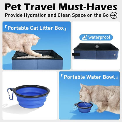 Large Cat Carrier 24"x16.5"x16.5" Soft-Sided Portable Pet Crate for Car Traveling with Collapsible Litter Box and Bowl