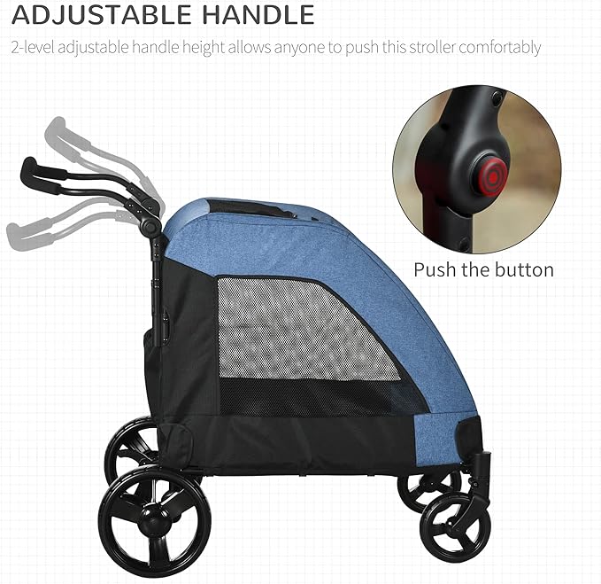 NicBex Dog Stroller Modern Pet Stroller Universal Wheel with Storage Basket Pet Stroller for Medium Dogs Classic Ventilated Foldable Oxford Fabric for Medium Size Dogs